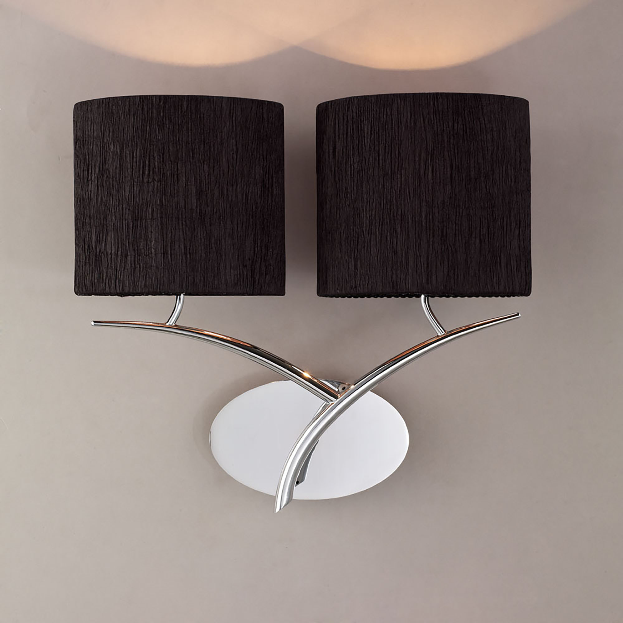 Eve Polished Chrome-Black Wall Lights Mantra Armed Wall Lights